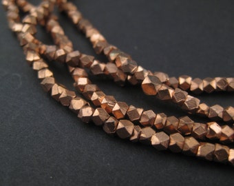 2mm Faceted Copper Beads - Full Strand - Copper Cornerless Cubes - Metal Spacers - Small Metal Beads - Jewelry Supplies (FCT-USU-CPR-139L)