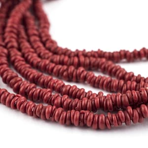 500 röda Java-glas Heishi-pärlor: Java-fröpärlor Bali-glaspärlor Matta glaspärlor Boho-glaspärlor 4 mm glaspärlor (JVA-HSH-RED-177)