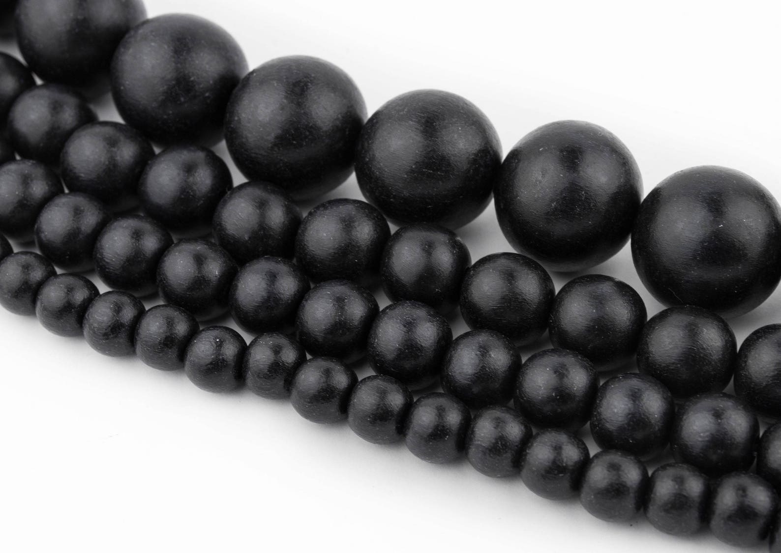 Black Wood Beads Natural Round Wooden 8mm 10mm 12mm 20mm Boho Etsy