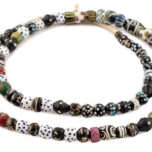 Antique Skunk Eye And Rare Venetian Fancy Bead Medley, and, 40 Inch Strand, Artisan Jewelry Supplies from Ghana