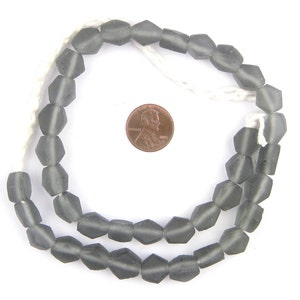 36 Charcoal Hexagon Java Recycled Glass Beads - Faceted Glass Beads ...
