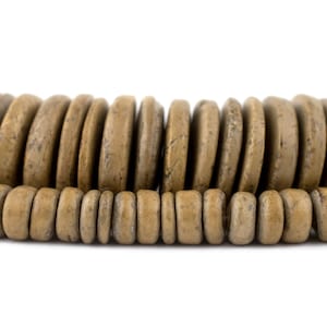 Brown Recycled Coconut Disk Heishi Beads: Choose Size 8mm or 20mm, Natural Wood Coconut Shell Beads, Ships from USA!