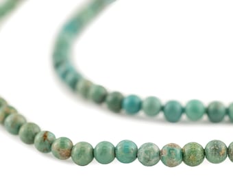 Aqua Round Turquoise Beads 4mm, 1 Strand, Approx. 105 Beads: Genuine Stone, Jewelry Making, Green Beads, Round Shape