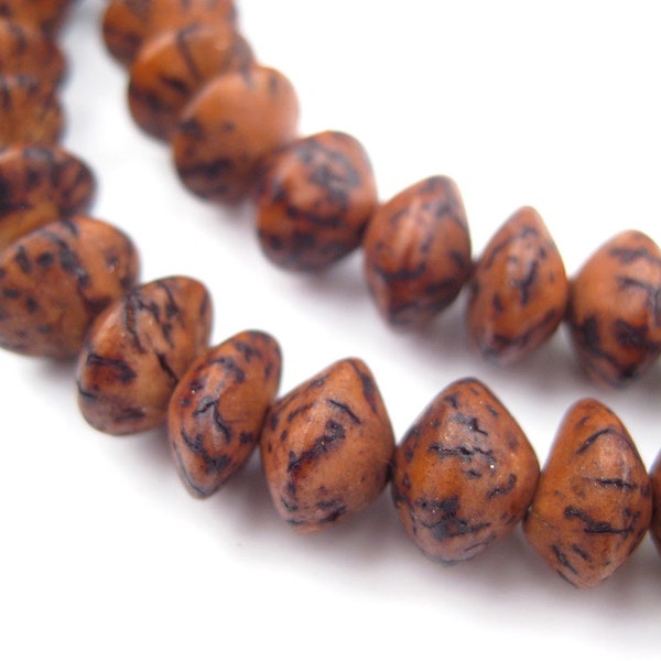 90 Vintage Brown Natural Saucer Seed Beads: Boho Wood 10mm Rustic Ethnic Handmade Shaped Big Genuine Organic (PAC-SCR-BRN-144)
