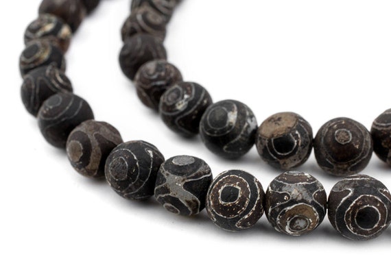 Gemstone Beads Matte Agate Beads Genuine Stone Beads Round Shaped Beads Brown Stone Beads 35 Premium Round Tibetan Agate Beads 10mm