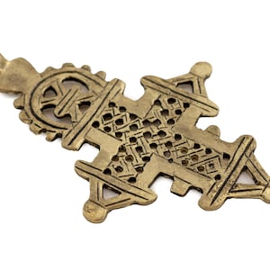 Ethiopian Coptic Cross Pendant: Brass Coptic Cross African Pendant Handmade Pendant Brass Cross Pendant Ethiopian Cross (PND-CBL-602)