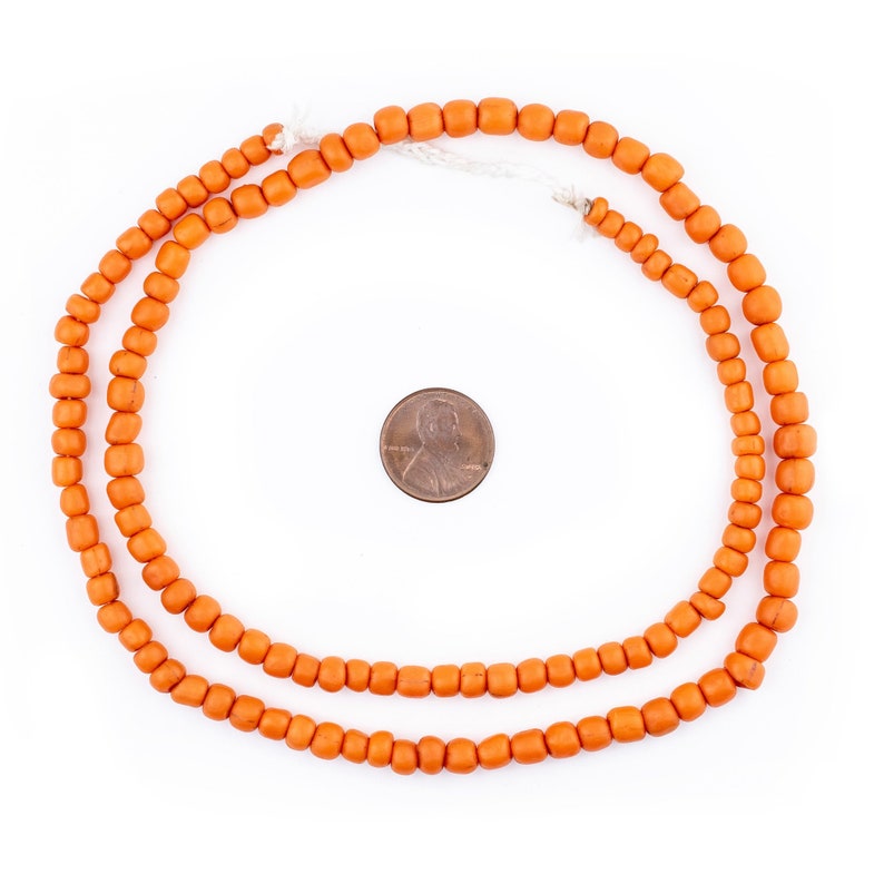 120 klarorange Java-glaspärlor: Java-rospärlor Bali-glaspärlor Matta glaspärlor 6 mm glaspärlor Cylinderpärlor i glas Boho-glaspärlor bild 2