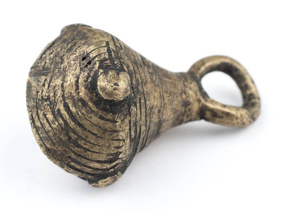 Old Nigerian Brass Bell: African Trade Beads Antique Brass Beads Vintage Brass Beads Vintage Brass Bell African Brass Bell
