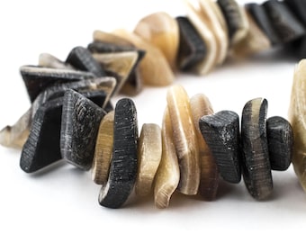 Cuentas de cuerno natural en rodajas, tira de 20 pulgadas, suministros para joyería artesanal de Indonesia.