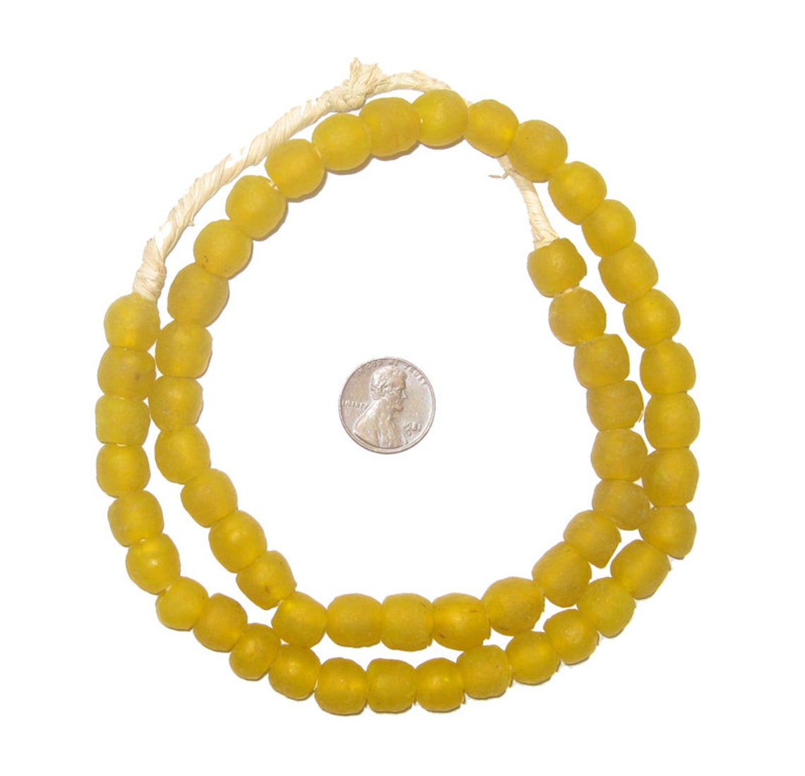 50 Recycled Glass Beads Yellow African Beads 11mm Round Etsy