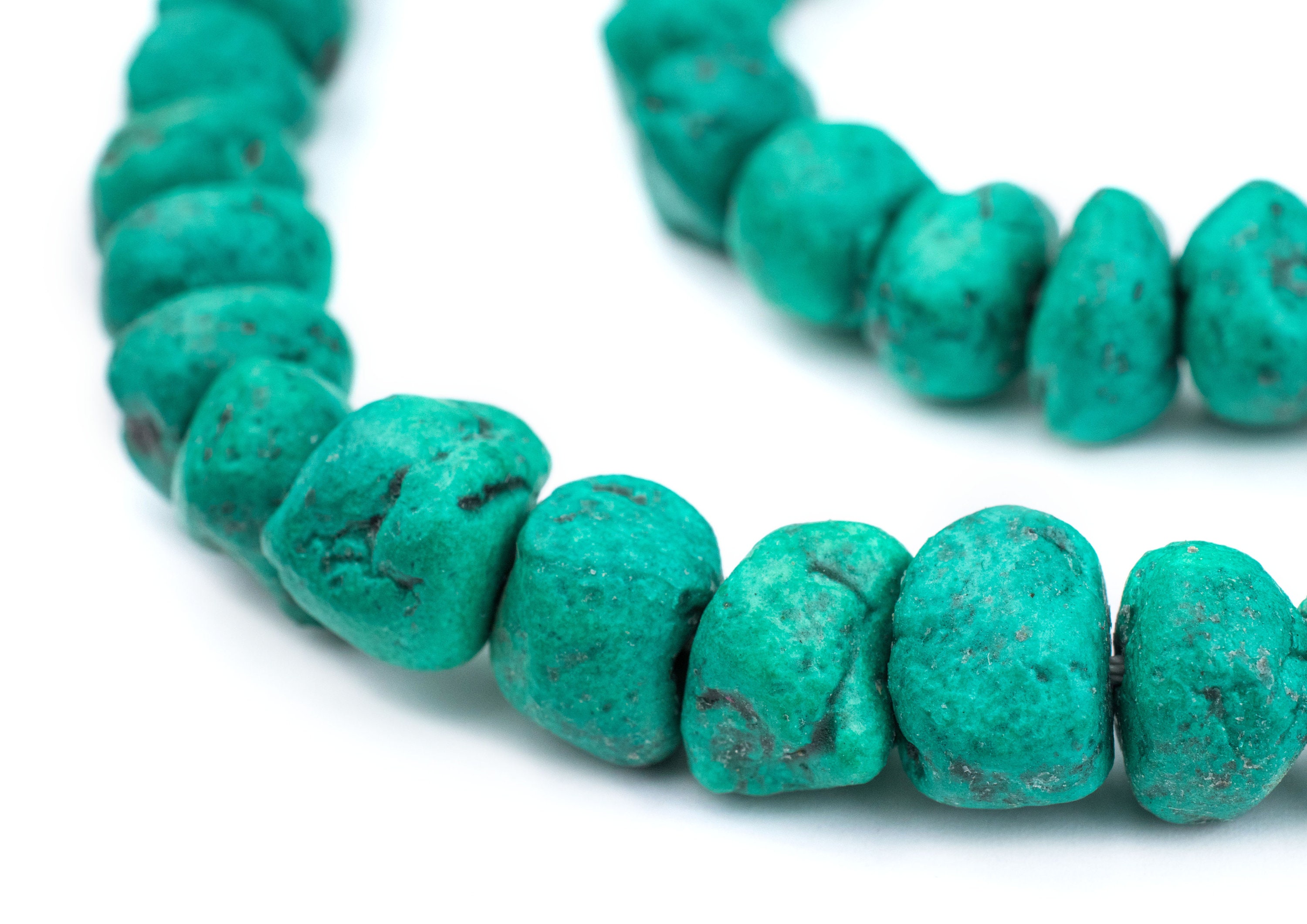 60 Amazonite Moroccan Pottery Beads Chunk - African Clay Beads - Jewelry Making Supplies - Made in Morocco ** (POT-USU-GRN-115)
