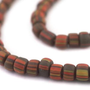 Flerfärgade Java-glaspärlor: Handgjorda krusbärscylindrar, 4-6 mm | Unik halsbandsdesign