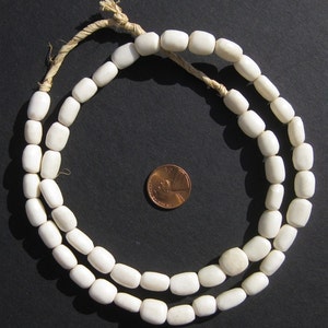 50 Kenya Bone Beads African Beads Small White Bone Jewelry Making Supplies Made in Kenya BON-CYL-WHT-208 image 2