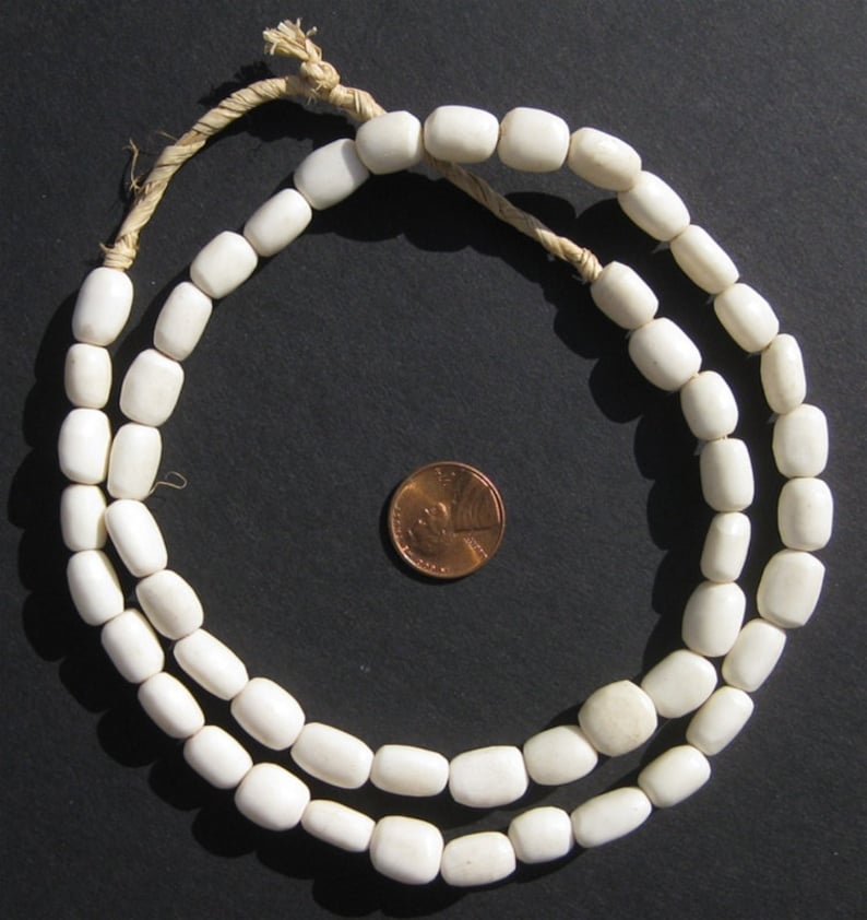 50 Kenya Bone Beads African Beads Small White Bone Jewelry Making Supplies Made in Kenya BON-CYL-WHT-208 image 2