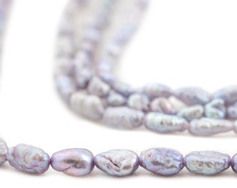 Lavender Vintage Japanese Rice Pearl Beads, Grey 3mm, 16 Inch Strand, Artisan Jewelry Supplies from Japan