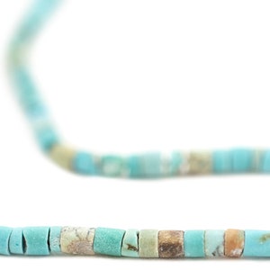 Cylindrical Afghani Turquoise Beads, 2.5mm, 15 Inch Strand, Artisan Jewelry Supplies from Afghanistan