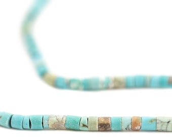 Cylindrical Afghani Turquoise Beads, 2.5mm, 15 Inch Strand, Artisan Jewelry Supplies from Afghanistan