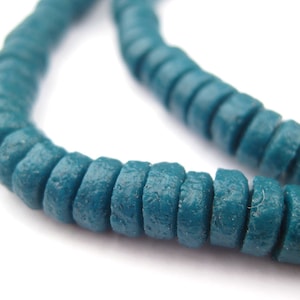 180 Teal Ghana Mini-Disk Beads - Teal Colored Glass - Teal Spacer Beads - Fair Trade Beads - Teal Glass Beads (SND-DSK-GRN-119)