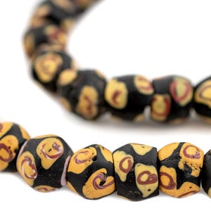 Antique Venetian King Beads, Black, 26 Inch Strand, Collectible African Trade Beads