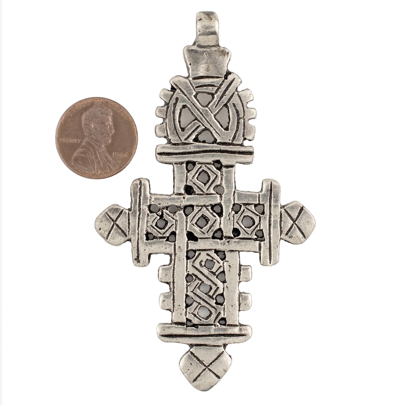 Ethiopian Coptic Cross: Coptic Cross Pendant Silver Coptic Cross Christian Cross Axum Aksum Cross Ethiopian Cross (PND-CSL-583) image 2