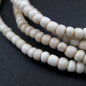 2 Strands Vintage Style Ghana Seed Beads - White Glass Beads - African Beads - Small Glass Beads - Made in Ghana (GHN-SED-WHT-131)