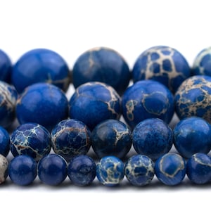 Blue Sea Sediment Jasper Beads: Round Gemstone Regalite Indigo Cobalt Wholesale 4mm 6mm 8mm 10mm 12mm Genuine Stone Healing Full Strand