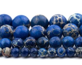 Blue Sea Sediment Jasper Beads: Round Gemstone Regalite Indigo Cobalt Wholesale 4mm 6mm 8mm 10mm 12mm Genuine Stone Healing Full Strand