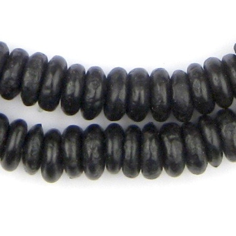 120 Opaque Black Rondelle Recycled Glass Beads African - Etsy