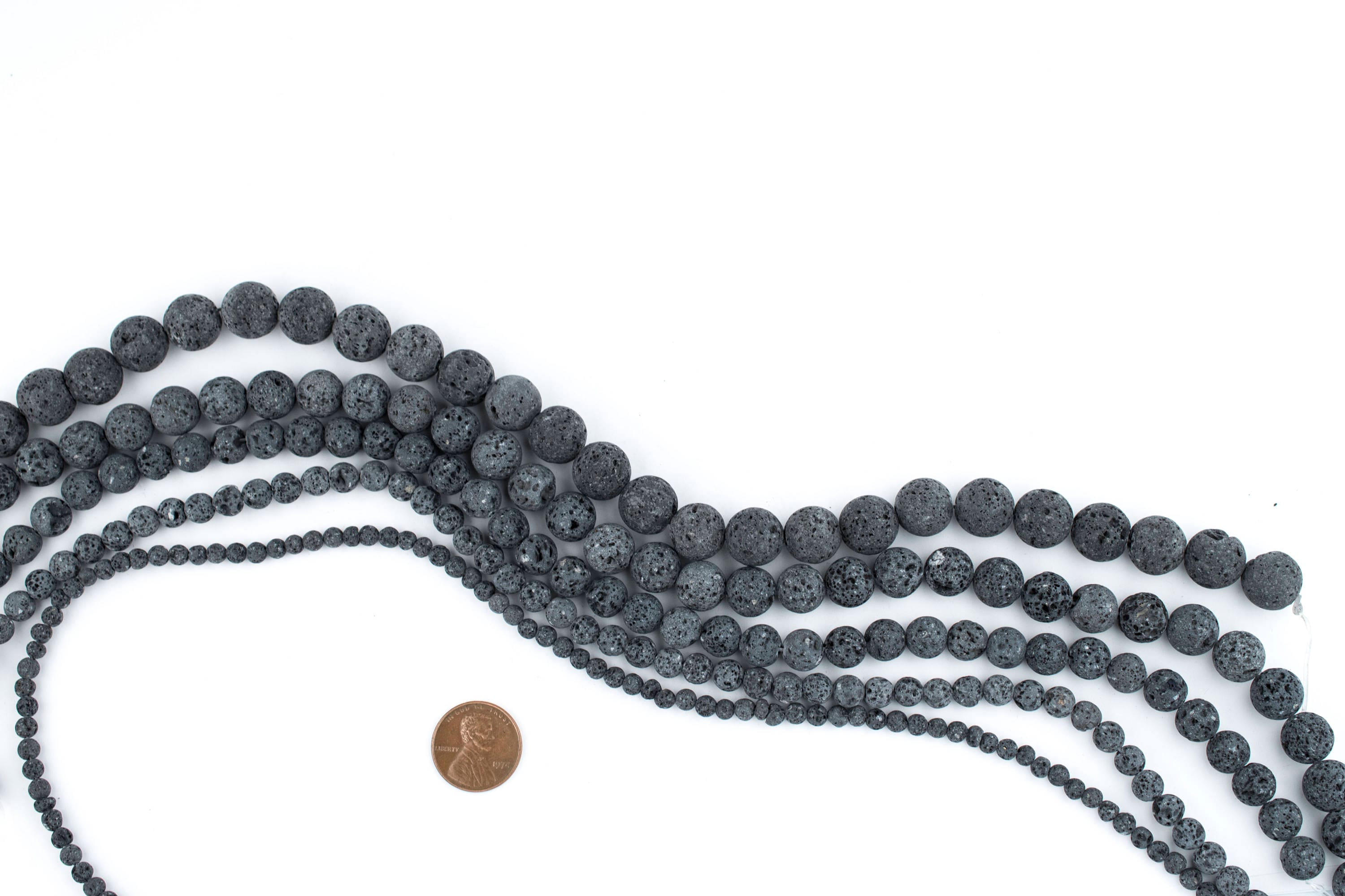 Filo Di Perline Di Pietra Lavica Naturale, Rotonde, 12 Mm - Italia - Foto 9