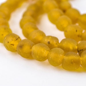 72 Tangerine Orange Recycled Glass Beads 7mm: Recycled Glass Strand West African Beads Ghana Krobo Beads Orange Glass Beads