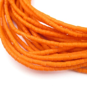 280 Tangerine Orange Sandcast Seed Beads - African Seed Beads - Ghana Glass Beads - Small Glass Beads - Orange Seed Beads (SND-CYL-ORG-89)