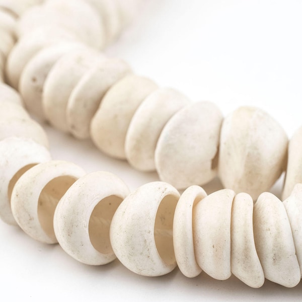 80-100 Natural West African Shell Beads: Shell Unusual Beads Ghanaian Trade Beads White Shell Beads African Findings (SHL-UNU-WHT-208)