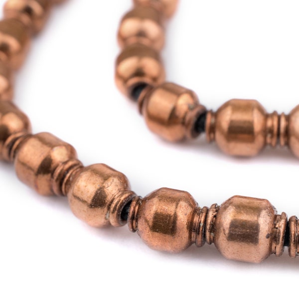 45 Polished Copper Prayer Beads - Ethnic Copper Beads - Tribal Copper Beads - Copper Spacer Beads - Metal Prayer Beads (MET-RND-CPR-376)