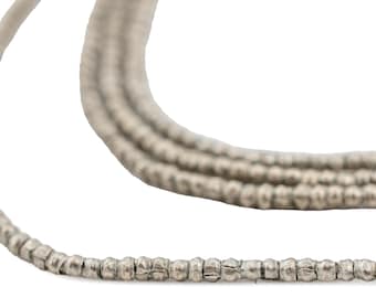450 Tiny Silver Heishi Beads - Vintage African Silver Beads - Made in Ethiopia * (MET-HSHI-SLV-211)