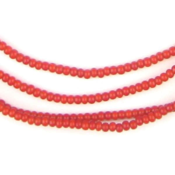 300 Tiny Red White Heart Seed Beads - Hudson Bay Beads - Red Glass Beads - Cornelian Beads - Red Seed Beads - Ethnic Beads (WHT-RND-RED-227)