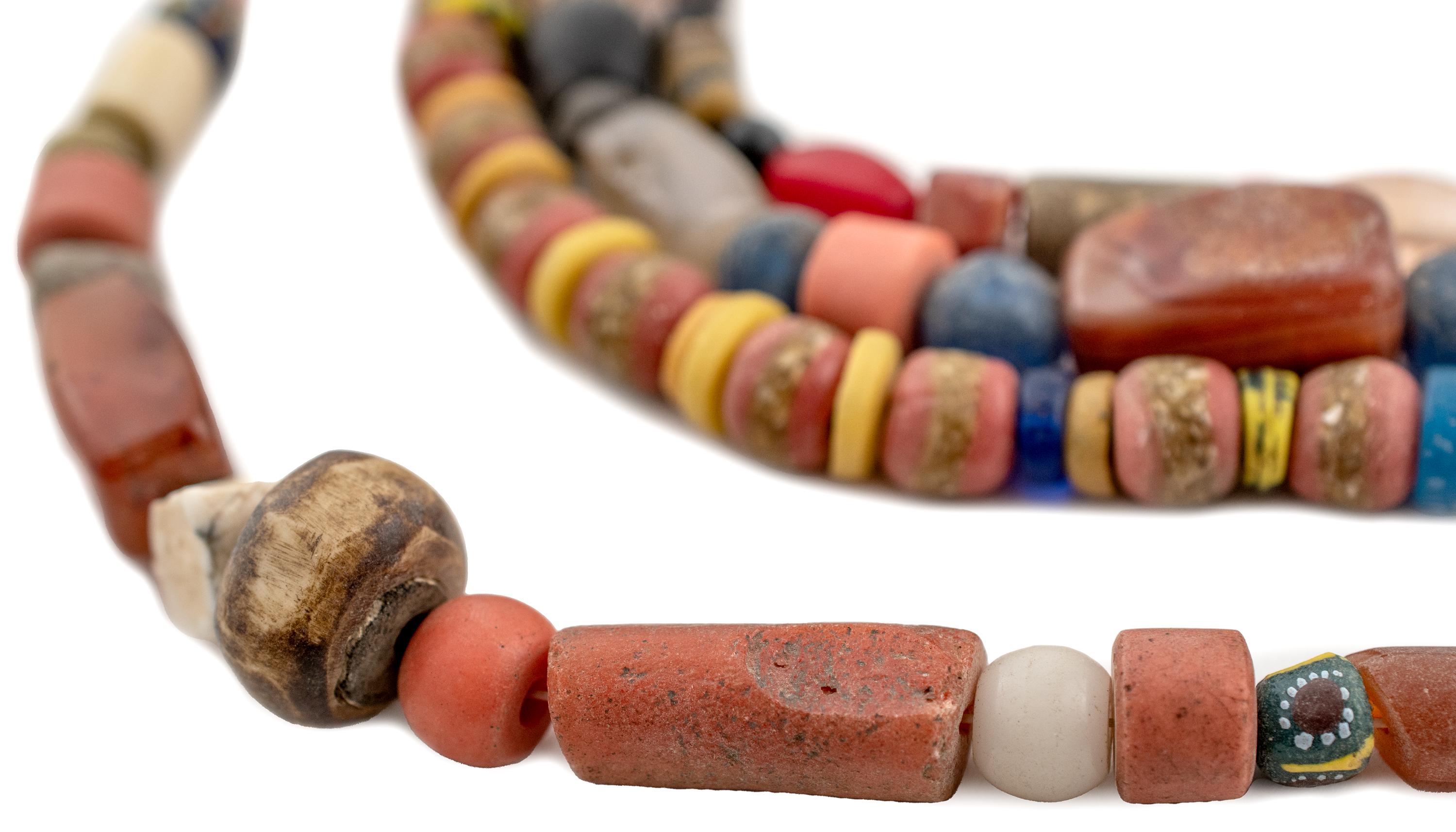 90 Vintage Nigerian Bead Medley - Nigerian Glass Beads - Colorful Glass Beads - Vintage Bead Medley - African Strand (XMAS-MIX-MIX-210)