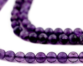 Perles d'améthyste rondes foncées : rang de pierres précieuses de 5 mm, parfait pour la fabrication de bijoux