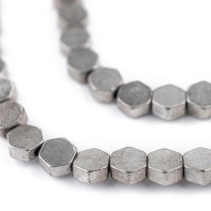 120 Hexagonal Silver Beads 6mm: Ethnic Metal Beads Metal Spacer Beads Ethnic Silver Beads Silver Tabular Beads Flat Silver Beads