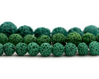 Green Volcanic Lava Beads: 6mm 8mm 10mm Organic Round Rough Dyed Porous Stone Rock Spacer Bead for DIY Jewelry Designs & Interior Home Decor