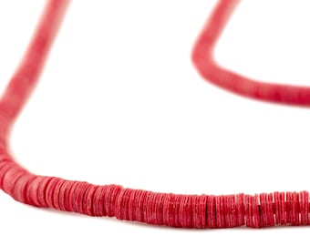 600 Recycled Phono Record Beads 4mm - Vinyl Heishi Beads - African Disc Beads - Vinyl Record Beads - Red Vinyl Beads (PHON-DISK-RED-213)