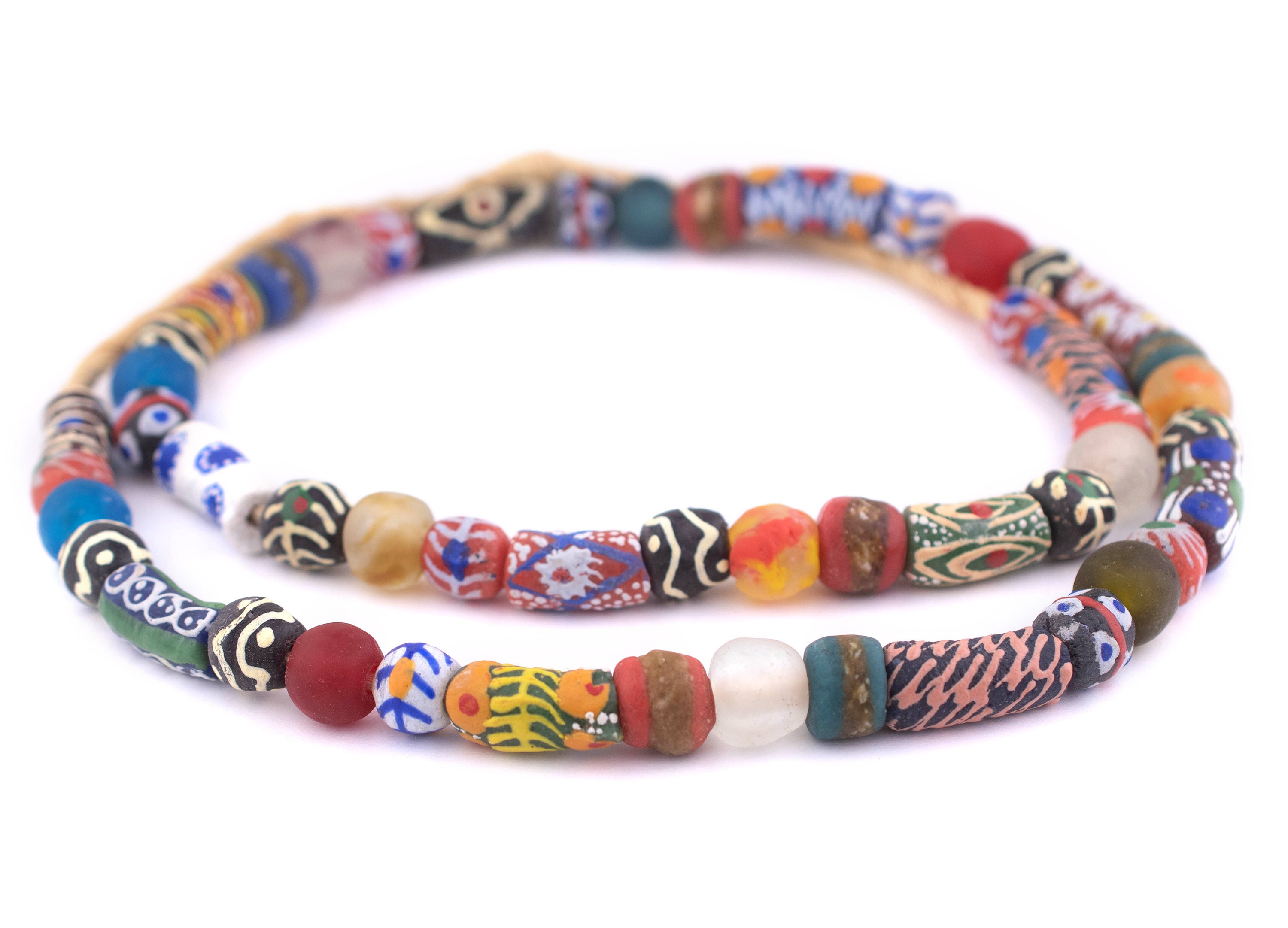 African Glass Bead Bracelets Round Multi-Color Beads