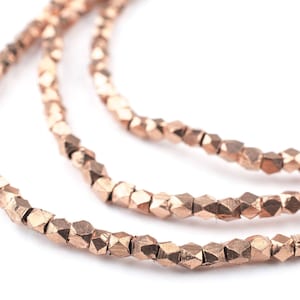 200 Copper Diamond Cut Beads: Ethnic Metal Beads Faceted Cube Beads 3mm Cornerless Cubes Cubical Copper Beads (MET-CUB-CPR-538)
