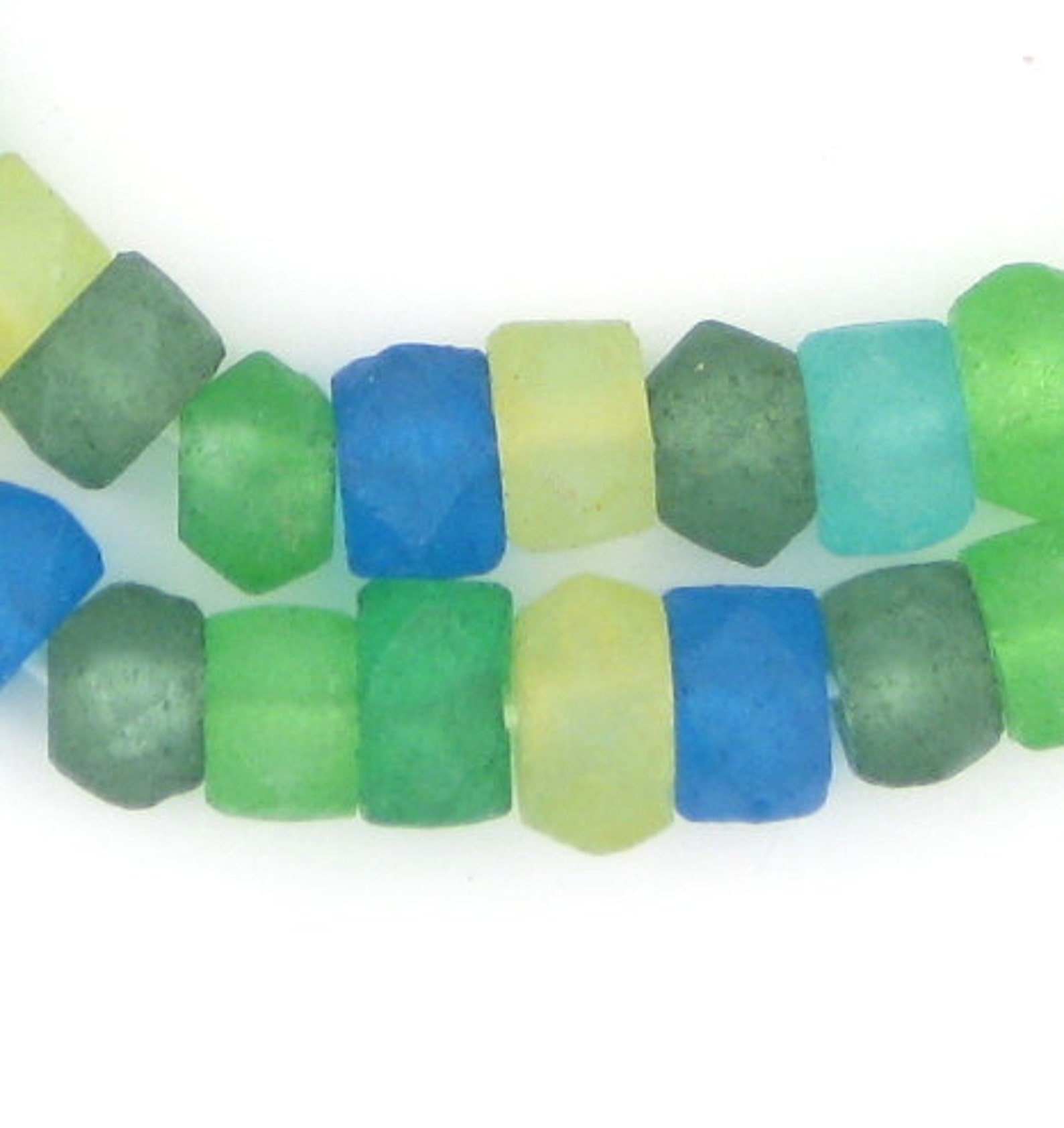 48 Recycled Java Glass Beads Sea Glass Beads Seaside Blue Etsy