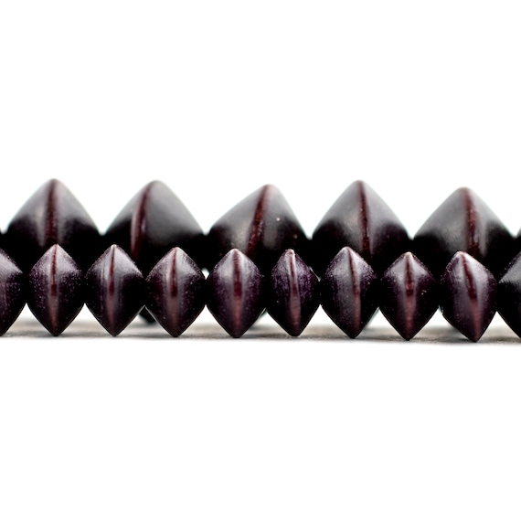 Dark Brown Bicone Natural Wood Beads: 5x8mm 10x15mm Organic Waxed Spacer Disk Deep Red Handmade Artisan Bead for Jewelry Design & Home Decor