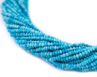 285 Tiny Blue Turquoise Stone Heishi Beads 2mm: Turquoise Gemstone Turquoise Beads Genuine Turquoise Boho Stone Beads Blue Stone Beads