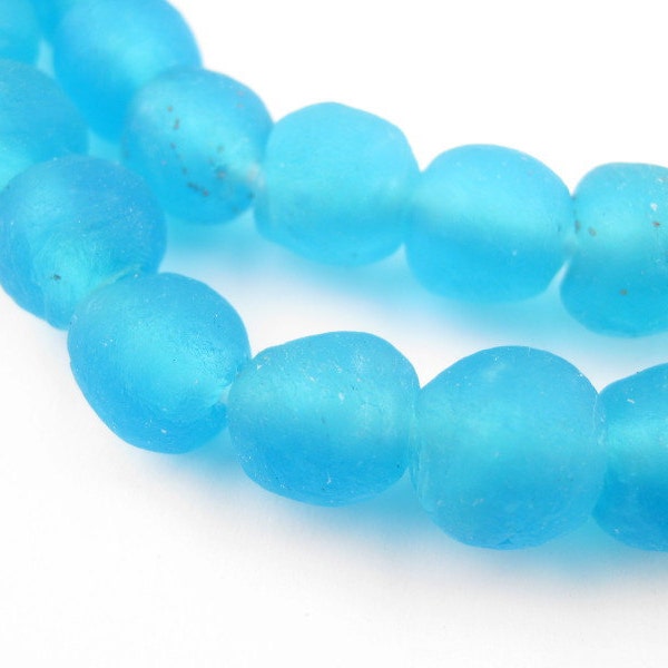 50 Sapphire Recycled Glass Beads - Tribal Glass Beads - Powder Glass Beads - Ethnic Glass Beads - Translucent Krobo (RCY-RND-BLU-759)