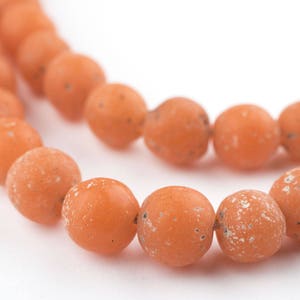 65 Mango Orange Ancient Style Java Glass Beads: Primitive Beads Textured Glass Beads Matte Glass Beads Glass Round Beads (JVA-RND-ORG-163)