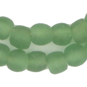 50 Recycled Glass Beads - Light Green 11mm - African Glass Beads - Jewelry Making Supplies - Made in Ghana ** (RCY-RND-GRN-669)