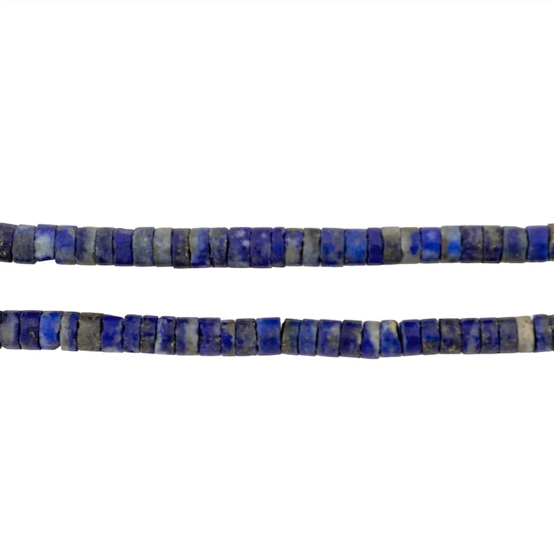 120 cuentas de lapislázuli - Cuentas cilíndricas de piedras preciosas - Lapis Heishi - Materiales para la fabricación de joyas - Hecho en Afganistán ** (AFG-CYL-BLU-109) imagen 3