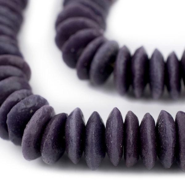 112 Dark Purple Ashanti Glass Saucer Beads: Purple Ashanti Beads Ashanti Glass Beads 14mm Glass Beads Ghanaian Trade Beads (SND-SCR-PRP-128)